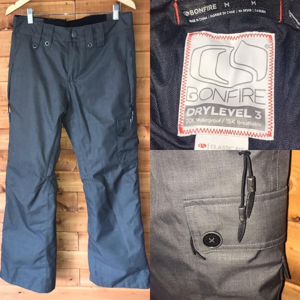 Bonfire Dry Level 3 Women's Snowboard Pants 20k Waterproof Gray Size M